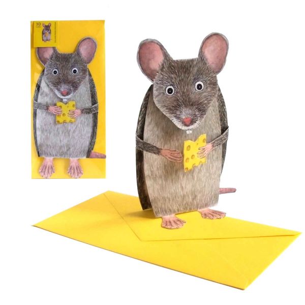 3D-Grusskarte Maus mit Käse