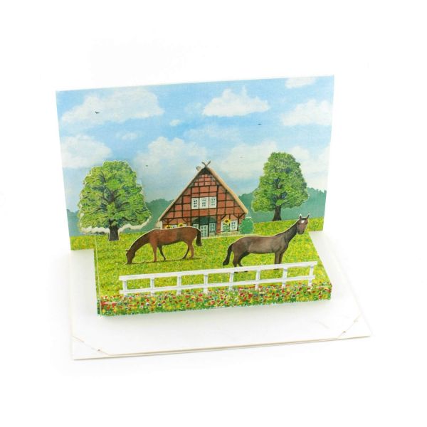 Pop up card with horses