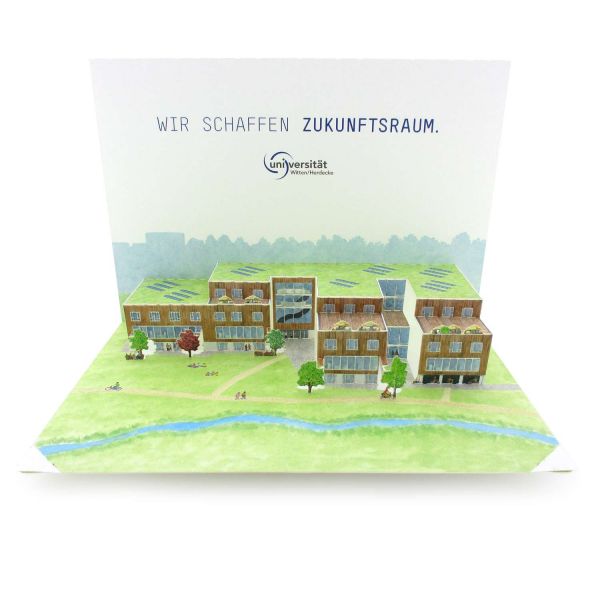 Pop-up-card  for a new building of the University Witten-Herdecke