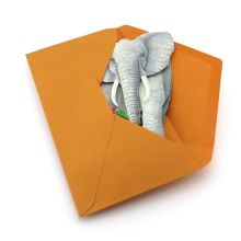 Threedimensional Elephant as a greeting card