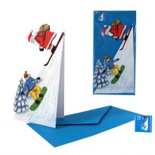 3D-Weihnachtskarte Niko und Snowboarder