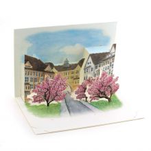 Pop up card with blooming magnolia trees
